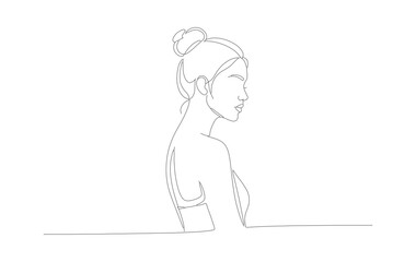 Simple Line Art Portrait Woman Profile Elegant Minimalist Illustration