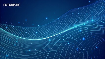 Abstract futuristic glowing blue digital wave pattern with particles