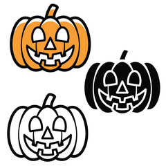 pumpkin outlined vector illustration flat color cartoon style