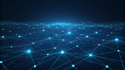 Abstract glowing blue network connections on a dark background representing data flow