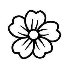 Minimal flower icon with five rounded petals, clean and modern design. Suitable for logos, floral patterns, botanical decoration, eco-friendly branding, or vector art.
