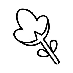 Minimalist flower side view illustration with petals and two leaves. Perfect for natural design, eco-friendly branding, floral decoration, or botanical vector logo