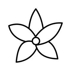 Minimal flower icon shaped like a star, clean vector style. Ideal for botanical art, floral pattern, eco-friendly branding, natural decoration, or abstract symbol