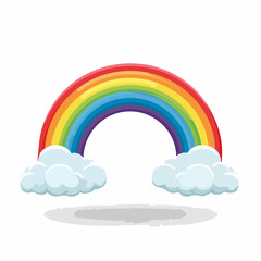 Fototapeta premium Colorful Rainbow with Fluffy Clouds.
