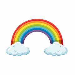 Fototapeta premium Colorful Rainbow with Fluffy Clouds 1.