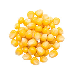 Pile of Fresh Yellow Corn Kernels Scattered on Black Background sweet corn