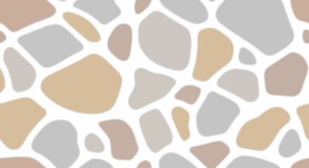 Abstract pattern with irregular, organic shapes in earthy beige, brown, and gray tones separated by white lines, resembling a mosaic or cobblestone texture.