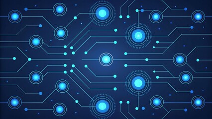 Abstract glowing circuit board pattern with blue digital connections