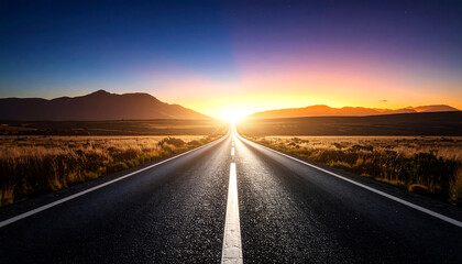 Road leading to glowing horizon line