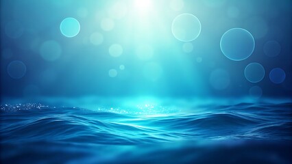 Underwater scene with light rays and ocean waves