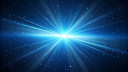 Bright blue starburst explosion with cosmic dust and light rays