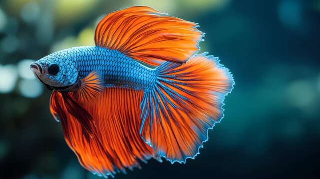 Colorful betta fish swimming gracefully in a serene underwater environment