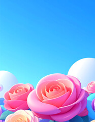 Cute 3D a blue sky with Roses
