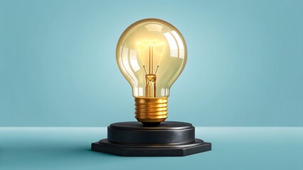 Vintage edison light bulb glowing on a black base