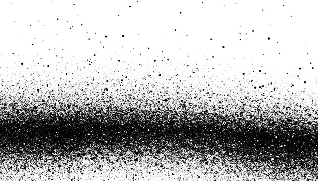 Abstract Black Spray Paint Splatter Texture on a White Background with Scattered Dots