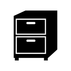 Black Minimalist Filing Cabinet Icon with Two Drawers and Handles