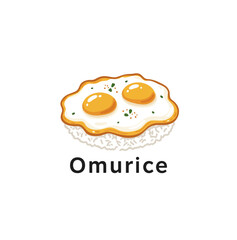 Illustration of a delicious Omurice dish with two fried eggs on top of fluffy rice, seasoned with herbs