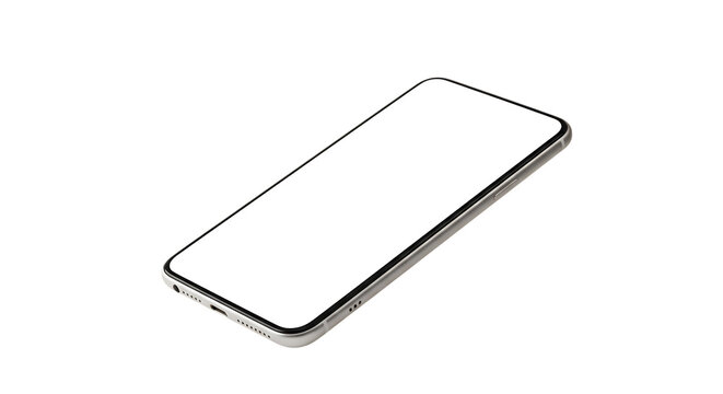 Smartphone with blank screen isolated on white. Perfect for mockups and app displays