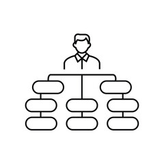 Line drawing shows a managerial hierarchy with several levels and a transparent background