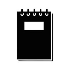 Minimalist Black Notepad Icon with Spiral Binding on White