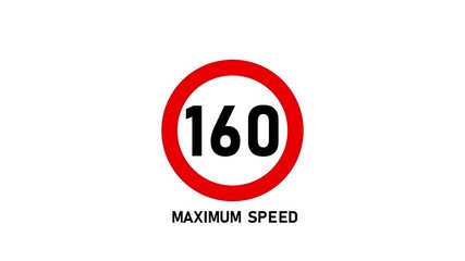 160 Max Speed Limit Sign ,Shin Tomei expressway speed limit 160 road sign ,Maximum Speed 160 road sign, regulatory notice against a deep white background Maximum velocity 160 miles board appearing.