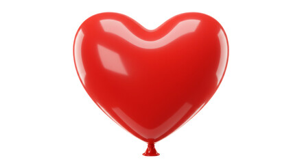 A single glossy red heart-shaped balloon isolated on a clean white background for romance