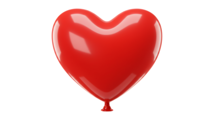 A single glossy red heart-shaped balloon isolated on a clean white background for romance