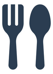 Fork and spoon icon vector showing calorie (kcal) measurement for nutrition information labels.