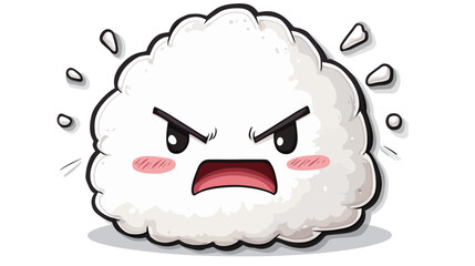 Angry Onigiri Cartoon Character Illustration, Fun Food Art, Playful Design, Digital Sticker Style