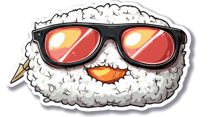 Cool Onigiri Character Wearing Sunglasses in Street Style Graphic Illustration
