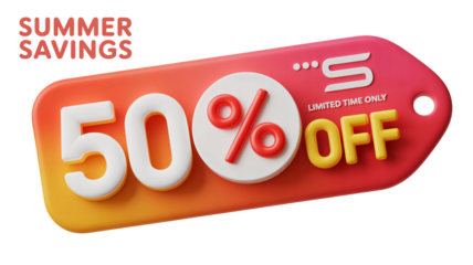 Summer Savings Offer: 50% Off Limited Time Sale on a Vibrant Modern Price Tag for Promotions and Special Deals