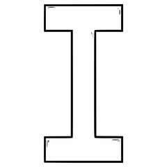 illustration of the Roman numeral 1 hand drawn outline vector