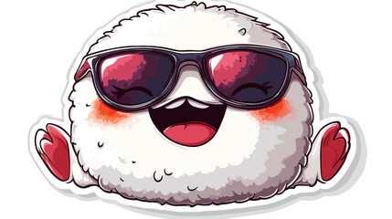 Kawaii Onigiri Character Sticker, Cute Japanese Style, Graphic Art, Playful Environment, Whimsical Viewpoint