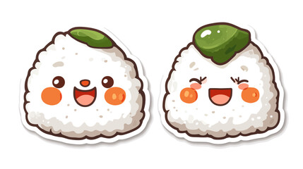 Playful Kawaii Onigiri Stickers, Cute Japanese Food Art, Digital Illustration, Whimsical Design