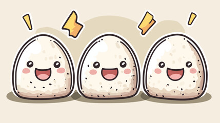 Kawaii Onigiri Characters, Cute Food Art, Japan, Illustration, Playful Style, Fun Environment