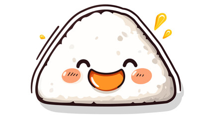 Kawaii Onigiri Sticker Design for Food Lovers in Japan - Cute Graphic Illustration