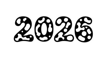 Creative illustration of the year 2026 in a unique black and white spotted design for visual appeal