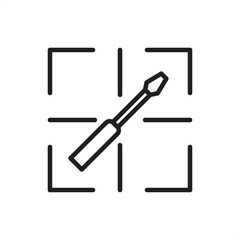 Augmented reality repair line icon illustrating smart maintenance, digital assistance, AR technology, remote repair, and industrial innovation for efficient troubleshooting and real-time guidance.