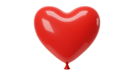 A shiny red heart-shaped balloon isolated on a plain white background, symbolizing love and romance