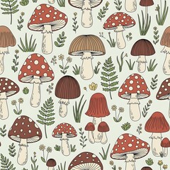 Whimsical Mushroom Pattern - A Forest Floor Delight.