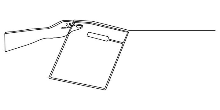 Continuous one line drawing hand holding brown paper bag with the top folded. Eco friendly packaging for food. Environmental care National Brown Bag It Day. Single line draw design vector illustration