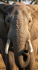 Majestic Elephant Portrait - A Close-Up in the African Savannah.