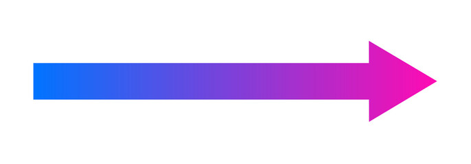 Fototapeta premium Gradient arrow in blue and pink colors pointing right for infographic direction, web UI, progress indicator, and modern graphic design
