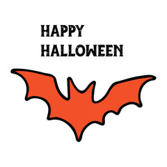 Whimsical orange bat illustration with 