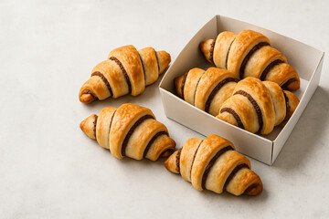 Chocolate Rugelach Pastries in a Box on White