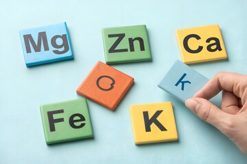 Obraz premium Hand holding wooden blocks spelling word help for play and learning