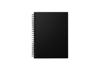 Black spiral notebook isolated on transparent background