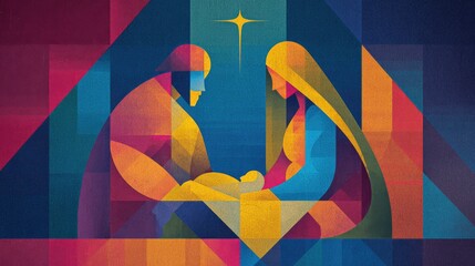 Abstract Illustration of Birth of Jesus