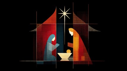 Abstract Illustration of Birth of Jesus