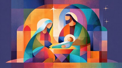 Abstract Illustration of Birth of Jesus